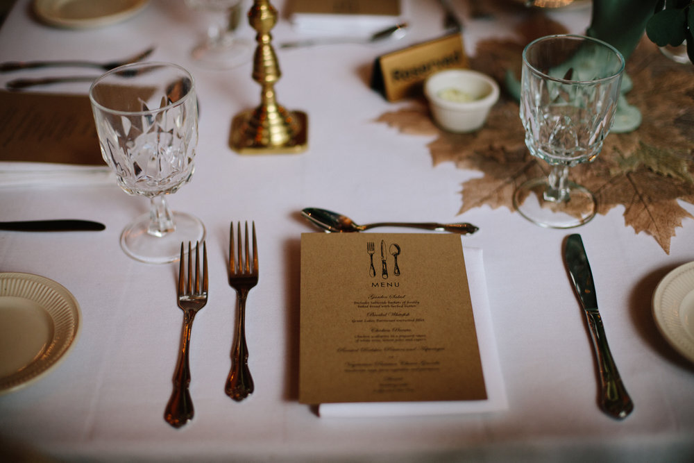 Dinnerware and menu